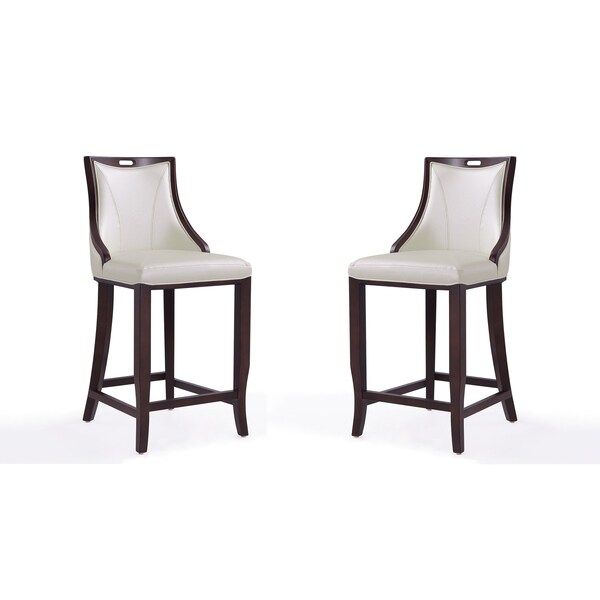 Manhattan Comfort Emperor Bar Stool in Pearl White and Walnut, PK2 2-BS008-PW - main
